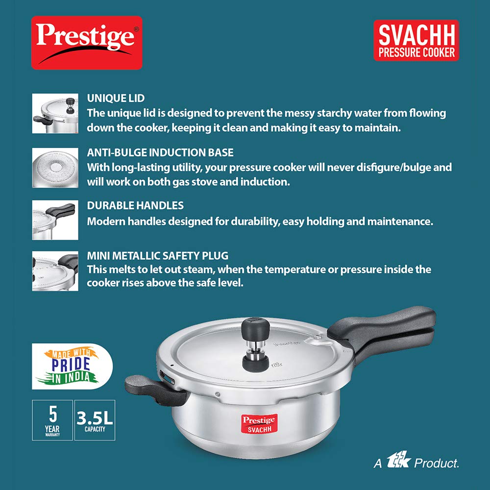 Prestige Svachh Pressure Cooker 3.5 Liter Junior Deep pan طنجرة ضغط سعة 3.5 لتر - مقلاة عميقة اصغر من برستيج سفاش Prestige Svachh Pressure Cooker 3.5 Liter Junior Deep pan طنجرة ضغط سعة 3.5 لتر - مقلاة عميقة اصغر من برستيج سفاش